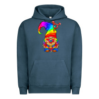Pigment Midnight Navy LGBTQ+ Pride Gnome With Heart Balloon Urban Hoodie - BundleAndBundleShop