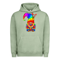 Pigment Oil Green LGBTQ+ Pride Gnome With Heart Balloon Urban Hoodie - BundleAndBundleShop