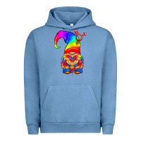 Pigment Pebble Blue LGBTQ+ Pride Gnome With Heart Balloon Urban Hoodie - BundleAndBundleShop