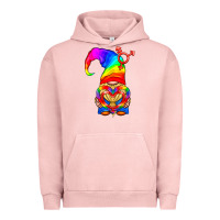 Pigment Salmon LGBTQ+ Pride Gnome With Heart Balloon Urban Hoodie - BundleAndBundleShop