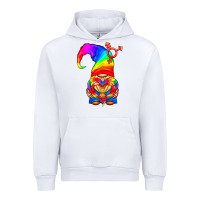 White LGBTQ+ Pride Gnome With Heart Balloon Urban Hoodie - BundleAndBundleShop
