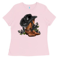 Bubblegum Pink black cowgirl  and roses Ladies Tee - AdoDesignShop