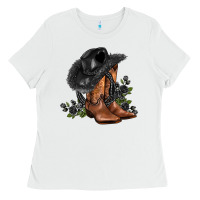 White black cowgirl  and roses Ladies Tee - AdoDesignShop