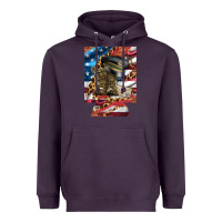 Plum usa flag and leopard with boots 12 oz regular can cooler Heavyweight Hoodie - Artiststas