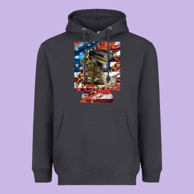 Usa Flag And Leopard With Boots 12 Oz Regular Can Cooler Heavyweight Hoodie Designed By Artiststas
