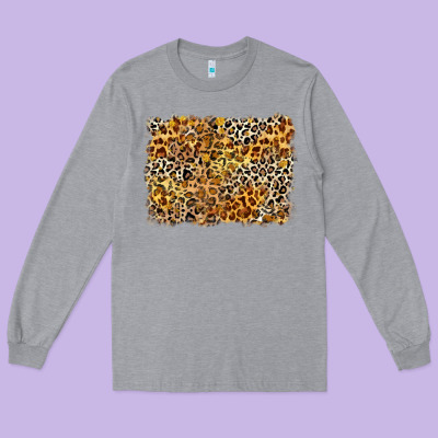 Leopard Background Long Sleeve Tee Designed By Zillion Design Studio