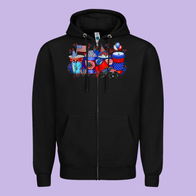 American Drink Zipper Hoodie Designed By Racoondesign