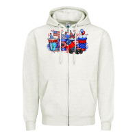 Oatmeal Heather american drink Zipper Hoodie - RacoonDesign