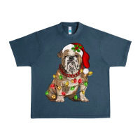 Midnight Navy Christmas english bulldog Urban Heavy Tee - BarkalooDesign