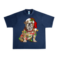 Navy Christmas english bulldog Urban Heavy Tee - BarkalooDesign
