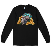 Black skull with sunflowers Long Sleeve Tee - RanaPortraitStore