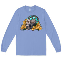 Colony Blue skull with sunflowers Long Sleeve Tee - RanaPortraitStore