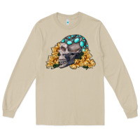 Mushroom skull with sunflowers Long Sleeve Tee - RanaPortraitStore