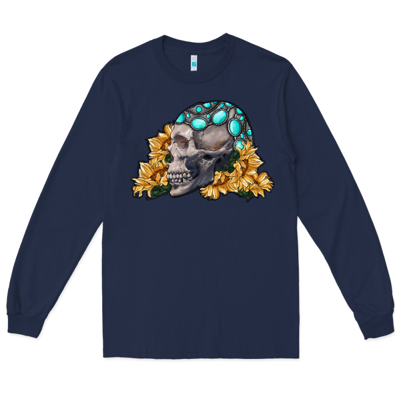 Skull With Sunflowers Long Sleeve Tee by RanaPortraitStore | Teevron