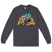 Smoke skull with sunflowers Long Sleeve Tee - RanaPortraitStore