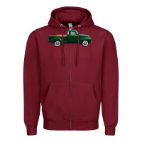 Burgundy western green truck right side view 1 Zipper Hoodie - FaDigitalArtStudio