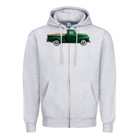 Heather Grey western green truck right side view 1 Zipper Hoodie - FaDigitalArtStudio
