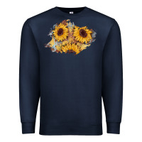 Navy sunflower glitter leather patch Premium Sweatshirt - AdoDesignShop