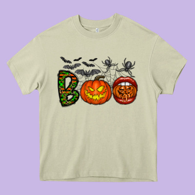 Boo Halloween Heavy Core Tee Designed By Cowhidedigitalart