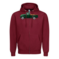 Burgundy western green truck right side view Zipper Hoodie - FaDigitalArtStudio