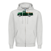 Dove Grey western green truck right side view Zipper Hoodie - FaDigitalArtStudio