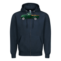 Navy western green truck right side view Zipper Hoodie - FaDigitalArtStudio