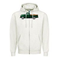 Oatmeal Heather western green truck right side view Zipper Hoodie - FaDigitalArtStudio