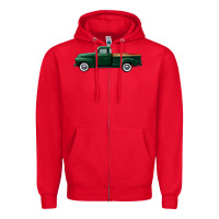 Red western green truck right side view Zipper Hoodie - FaDigitalArtStudio