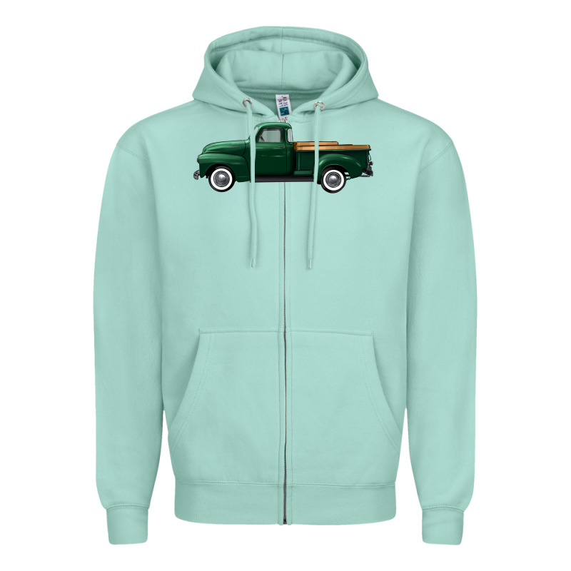 Western Green Truck Right Side View Zipper Hoodie by FaDigitalArtStudio | Teevron