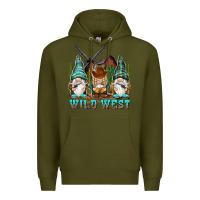 Army Green wild west gnomies Premium Hoodie - NancyCooperArtShop