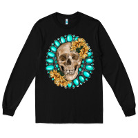 Black skull with gemstone and sunflower Long Sleeve Tee - RanaPortraitStore