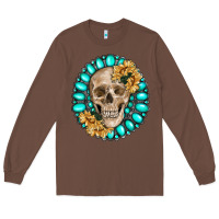 Chestnut skull with gemstone and sunflower Long Sleeve Tee - RanaPortraitStore