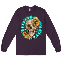 Plum skull with gemstone and sunflower Long Sleeve Tee - RanaPortraitStore