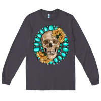Smoke skull with gemstone and sunflower Long Sleeve Tee - RanaPortraitStore