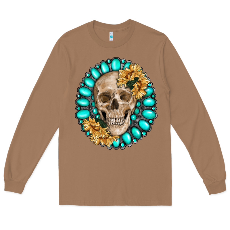 Skull With Gemstone And Sunflower Long Sleeve Tee by RanaPortraitStore | Teevron