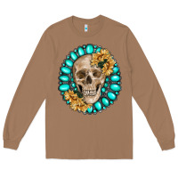 Toasted Coconut skull with gemstone and sunflower Long Sleeve Tee - RanaPortraitStore