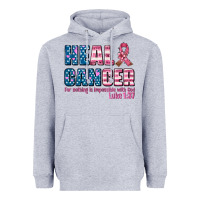 Heather Grey heal cancer with cancer ribbon Heavyweight Hoodie - AdoDesignShop