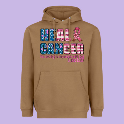 Heal Cancer With Cancer Ribbon Heavyweight Hoodie Designed By Adodesignshop