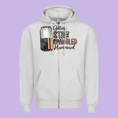 Getting Star Spangled Hammered Zipper Hoodie Designed By Cowhidedigitalart