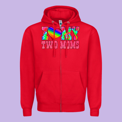 I Love My Two Moms Zipper Hoodie Designed By Hra Design Shop