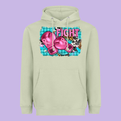 Fight With Boxing Gloves And Cancer Ribbon Heavyweight Hoodie Designed By Adodesignshop