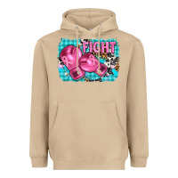 Mushroom fight with boxing gloves and cancer ribbon Heavyweight Hoodie - AdoDesignShop