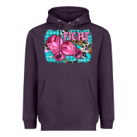 Plum fight with boxing gloves and cancer ribbon Heavyweight Hoodie - AdoDesignShop
