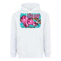 White fight with boxing gloves and cancer ribbon Heavyweight Hoodie - AdoDesignShop