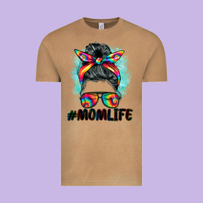 Tie Dye Momlife Messy Bun Vintage Tee Designed By Barkaloodesign