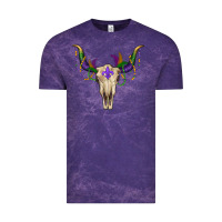 Cloud Purple Mardi Gras Bull Skull Vintage Tee - RanaPortraitStore