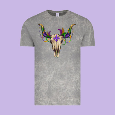 Vintage Tee Mardi Gras Bull Skull