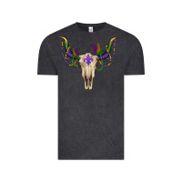 Vintage Black Mardi Gras Bull Skull Vintage Tee - RanaPortraitStore