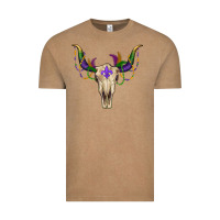 Vintage Coffee Mardi Gras Bull Skull Vintage Tee - RanaPortraitStore