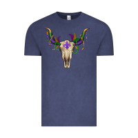 Vintage Denim Mardi Gras Bull Skull Vintage Tee - RanaPortraitStore